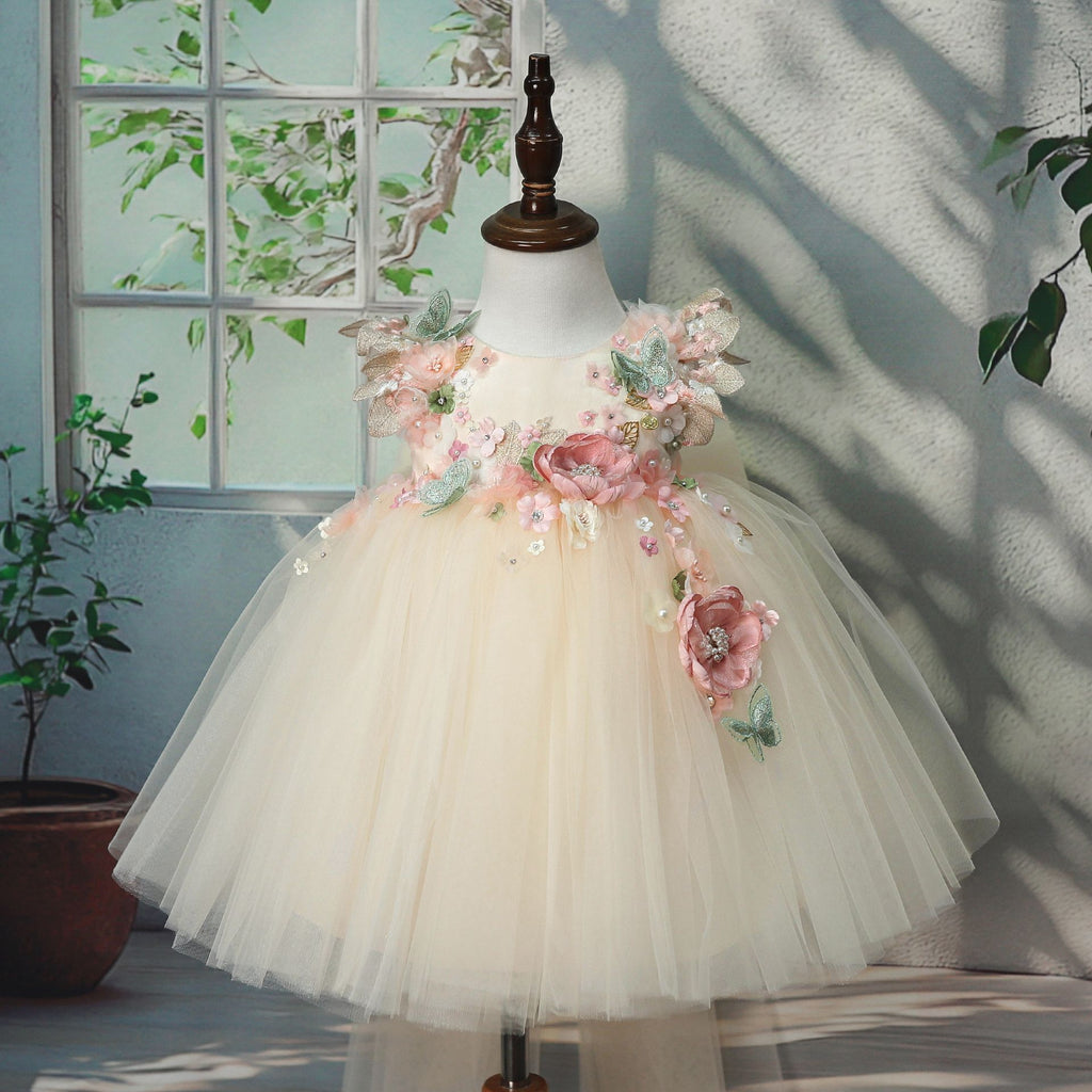 Delphine Bloom Tulle Gown in Butter Yellow