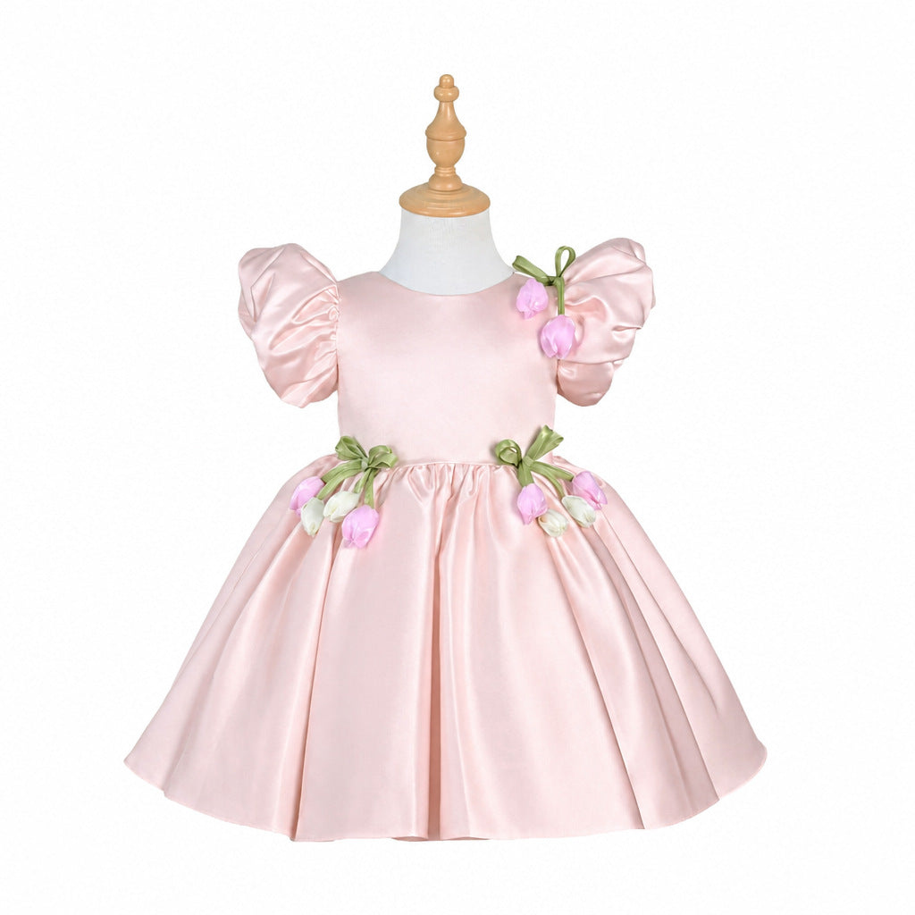 Camille Flower Fairy Dress in Coral Pink