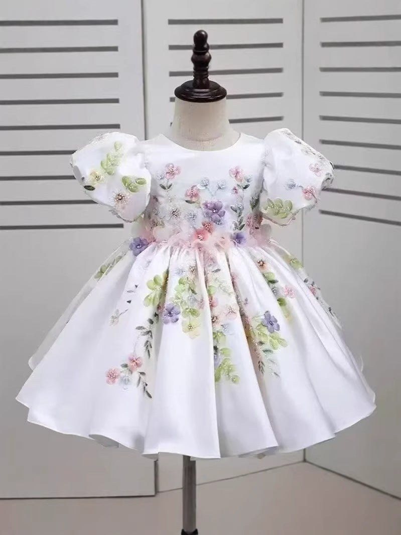 Aurélie Puff-Sleeve Flower Girl Dress detail