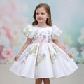 Odette Puff-Sleeve Applique Dress - front