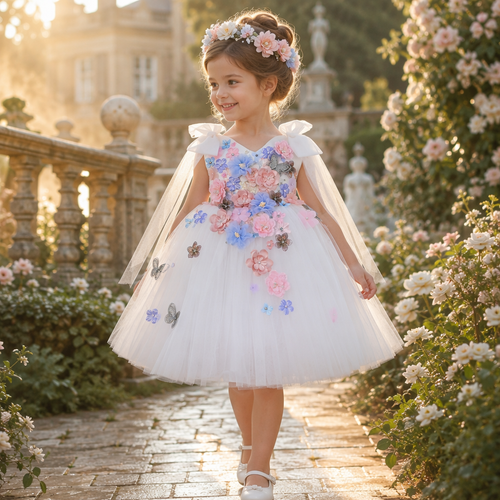 Aurelie White Tulle Ball Gown - detail