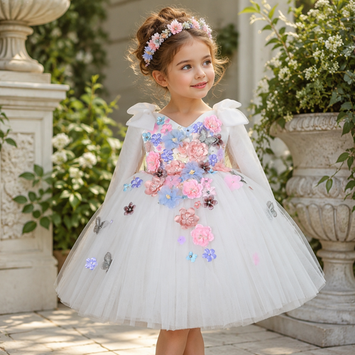 Aurelie White Tulle Ball Gown - front