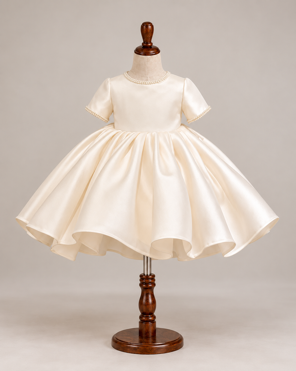Margot Pearl-Trim Satin Gown