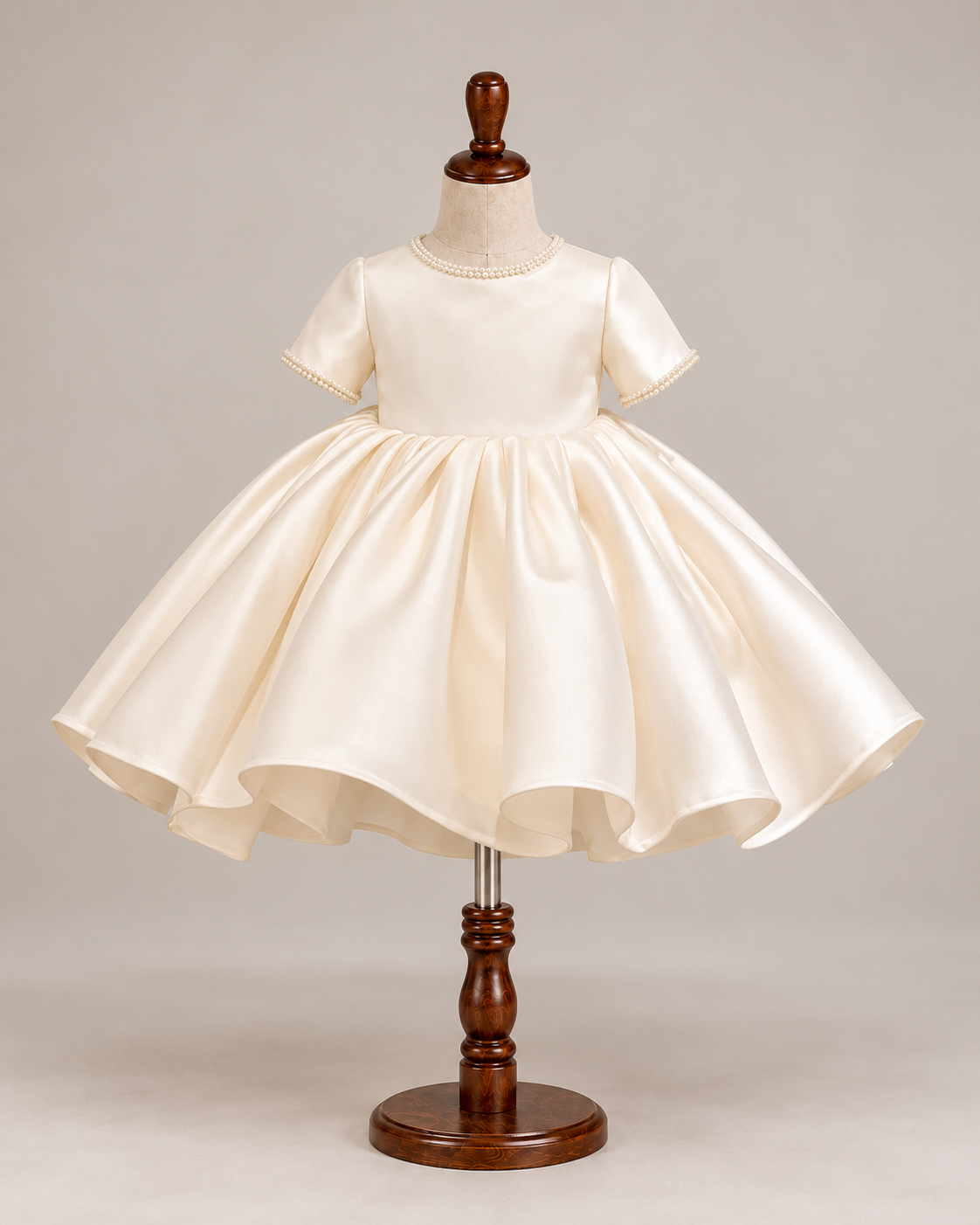Margot Pearl-Trim Satin Gown