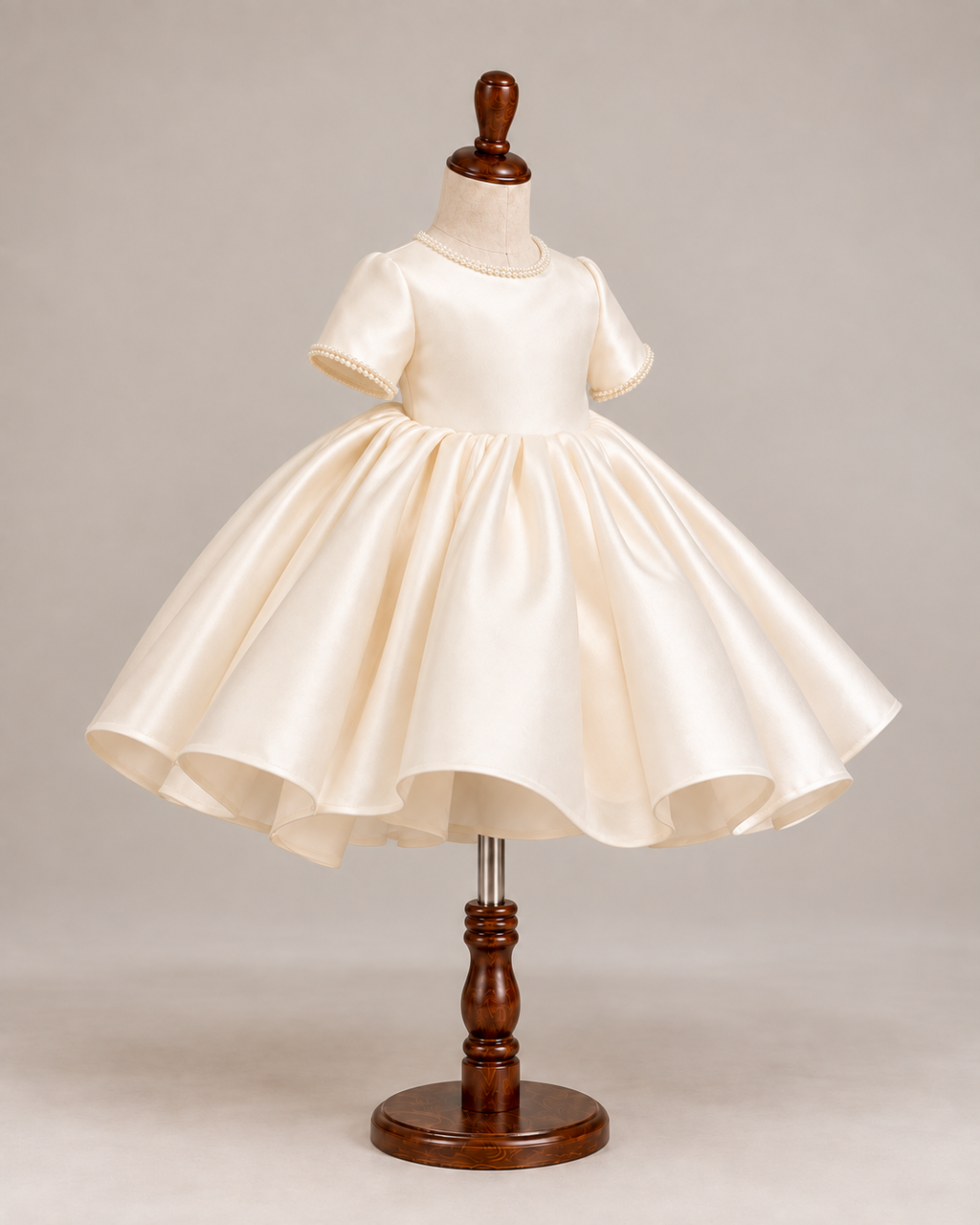 Margot Pearl-Trim Satin Gown