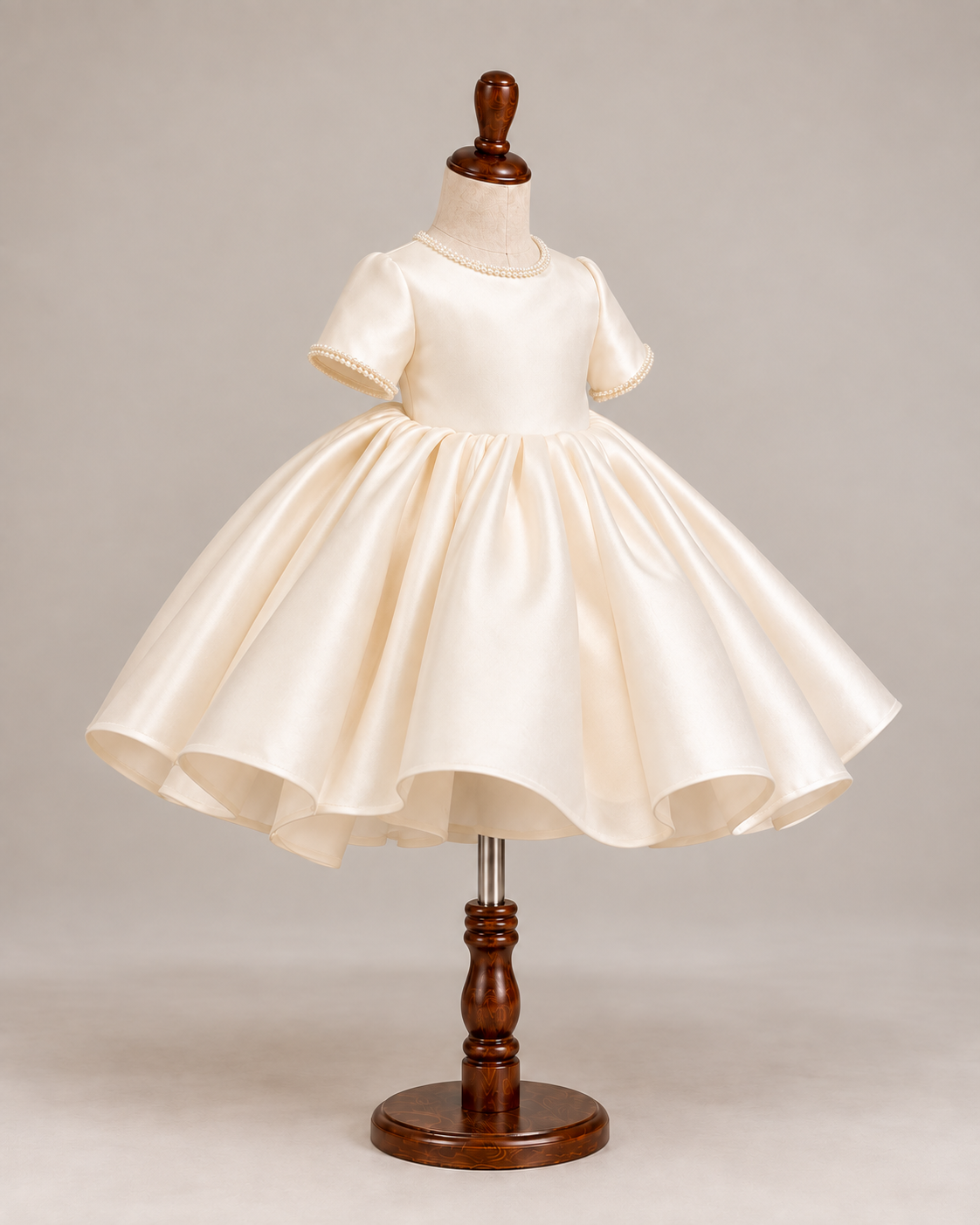 Margot Pearl-Trim Satin Gown