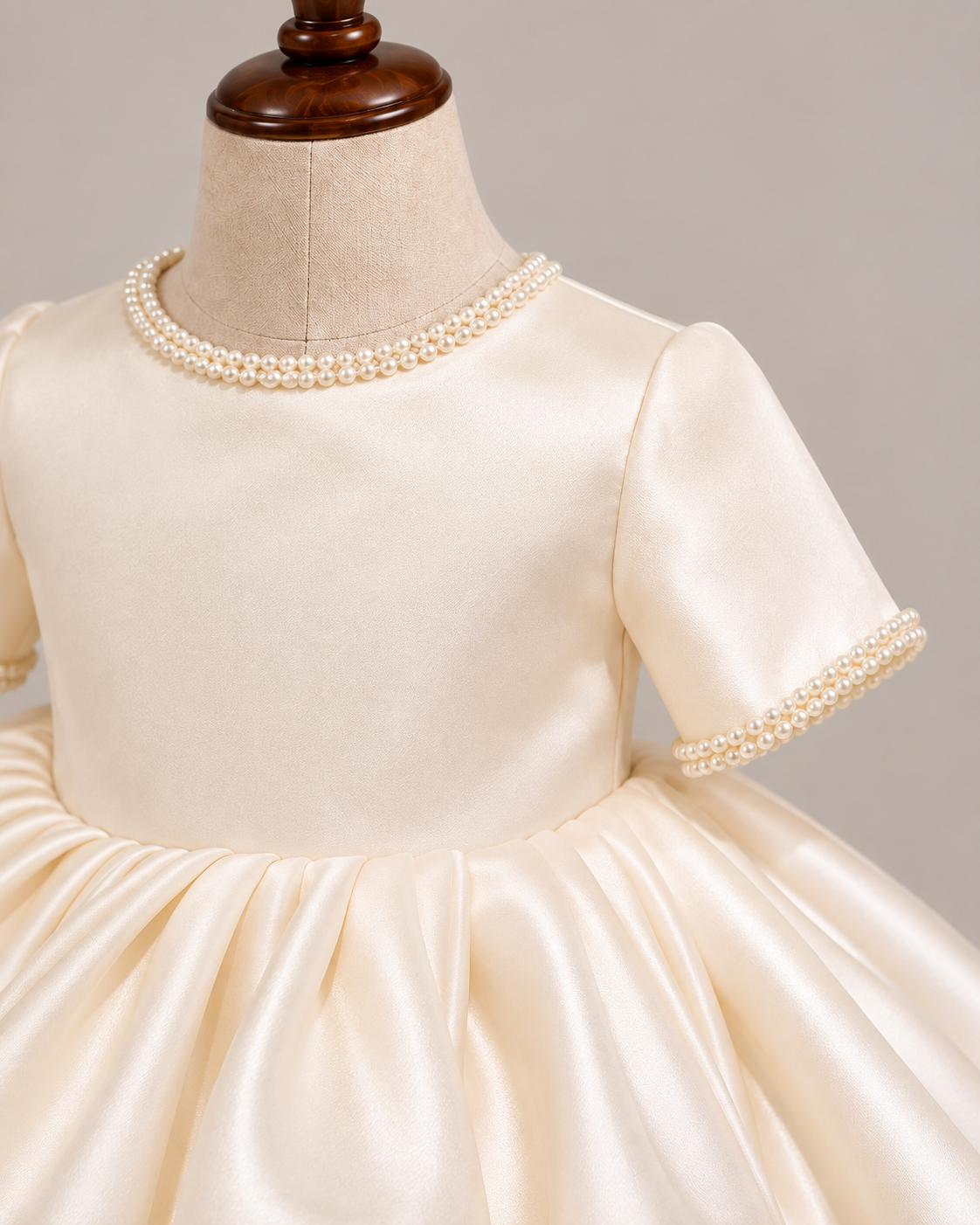 Margot Pearl-Trim Satin Gown