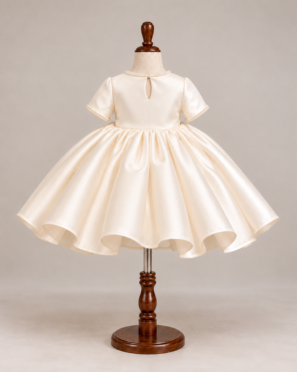Margot Pearl-Trim Satin Gown