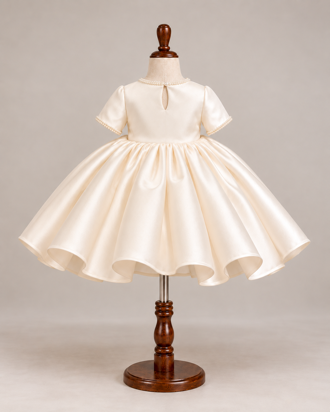 Margot Pearl-Trim Satin Gown