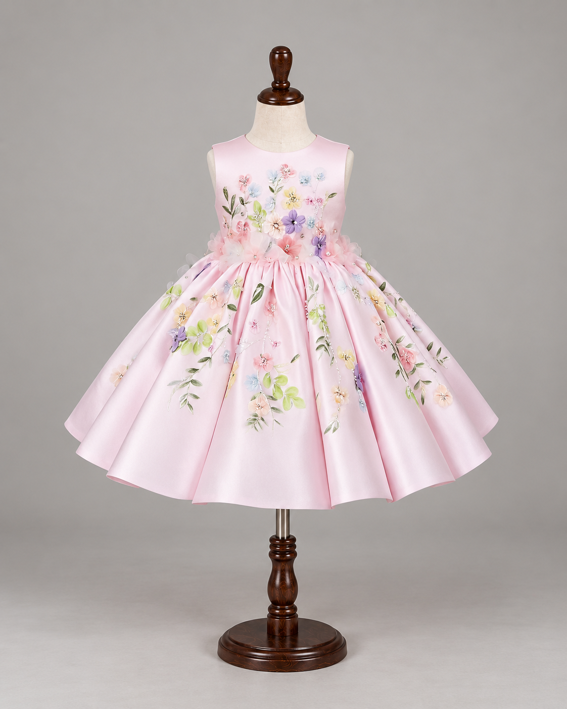 Aurélie Puff-Sleeve Flower Girl Dress — Pink — Sleeveless — Image 1