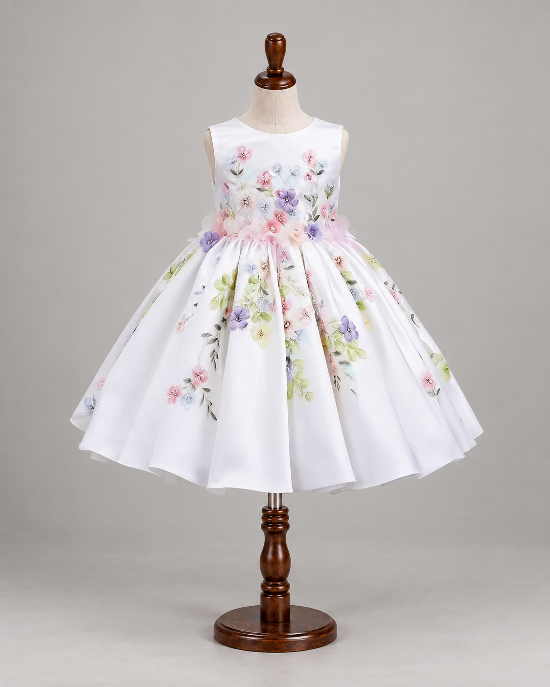Aurélie Puff-Sleeve Flower Girl Dress — White — Sleeveless — Image 1
