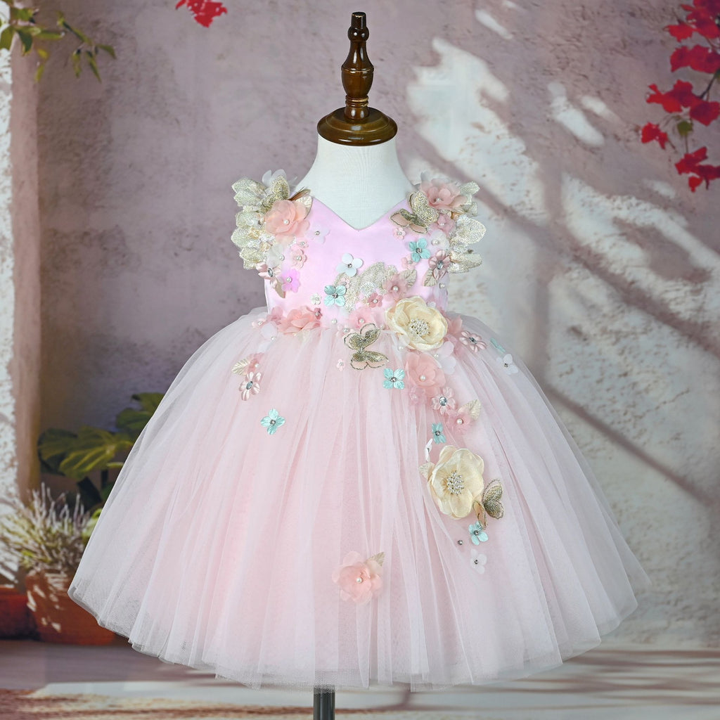 Delphine Bloom Tulle Gown in Pink