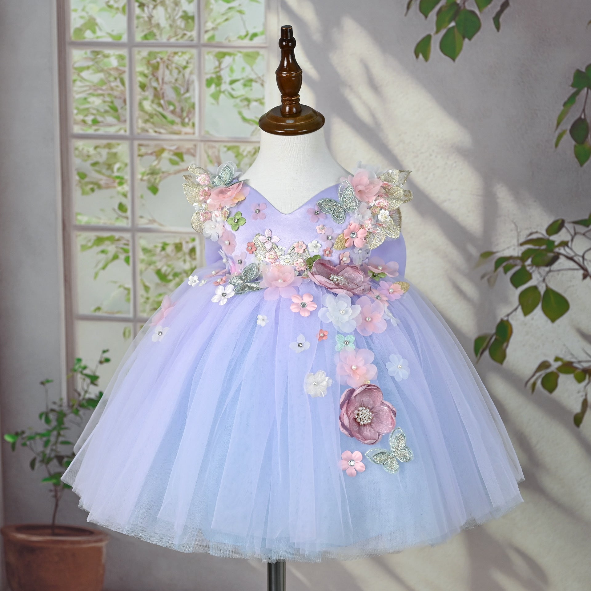 Delphine Bloom Tulle Gown in Purple