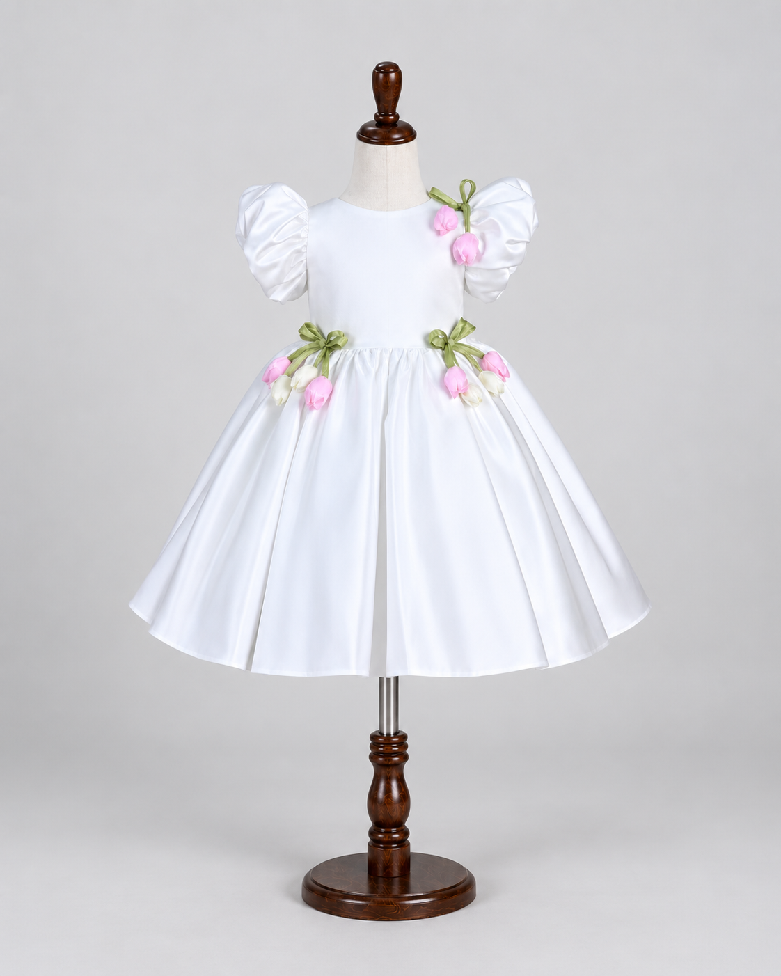 Camille Floral Bow Dress in White