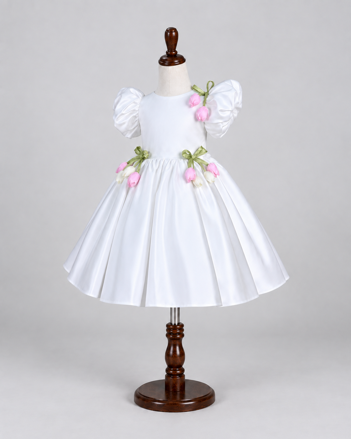 Camille Floral Bow Dress in White
