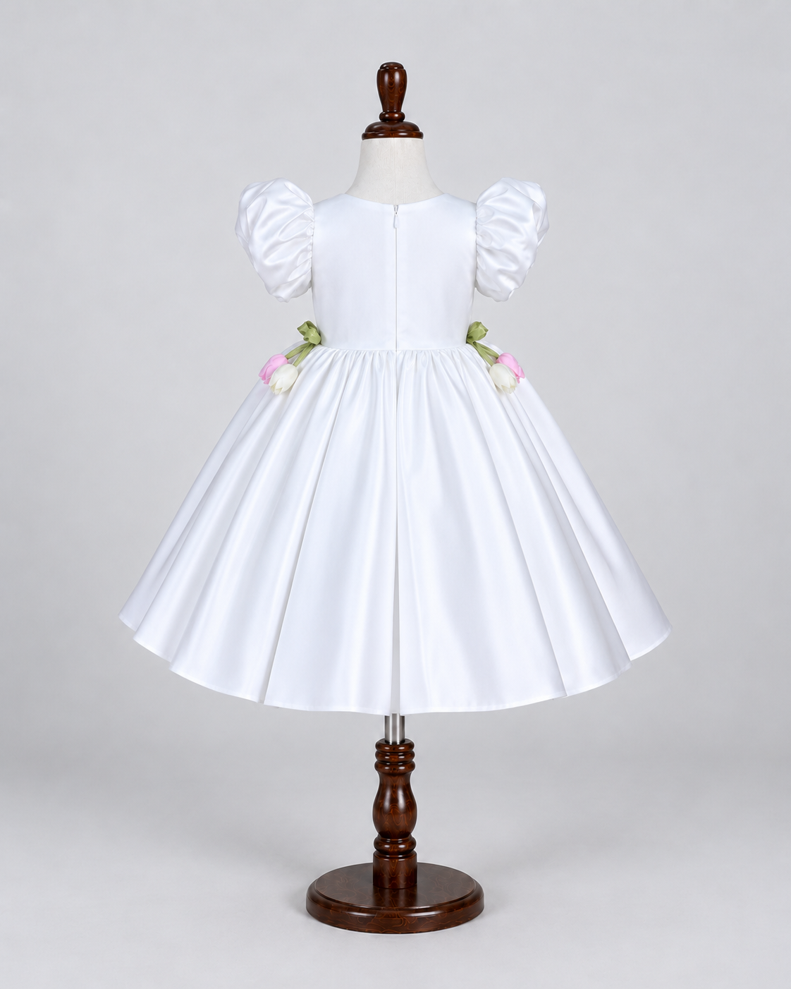 Camille Floral Bow Dress in White