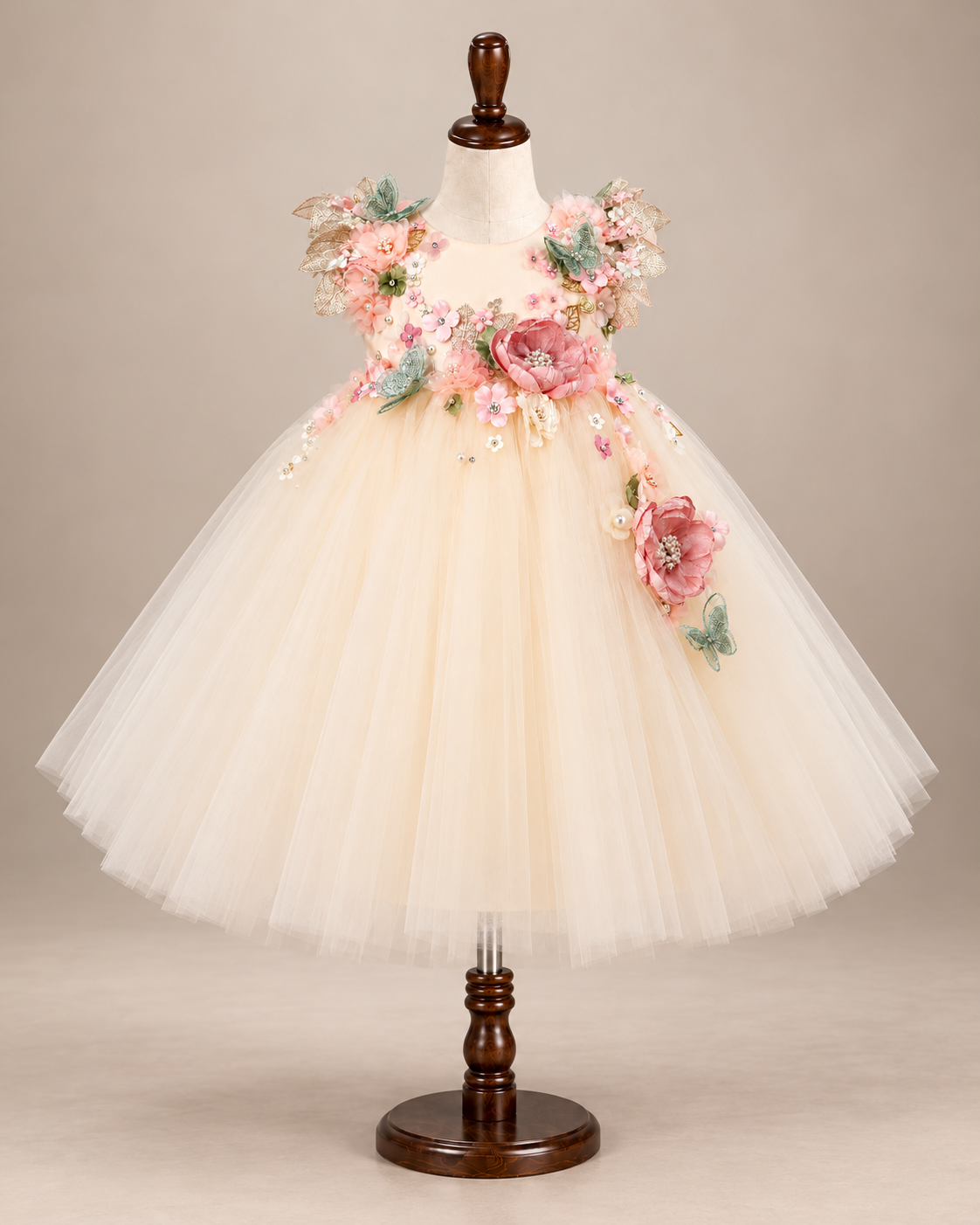 Delphine 3D Floral Tulle Gown - Butter Yellow - image 1
