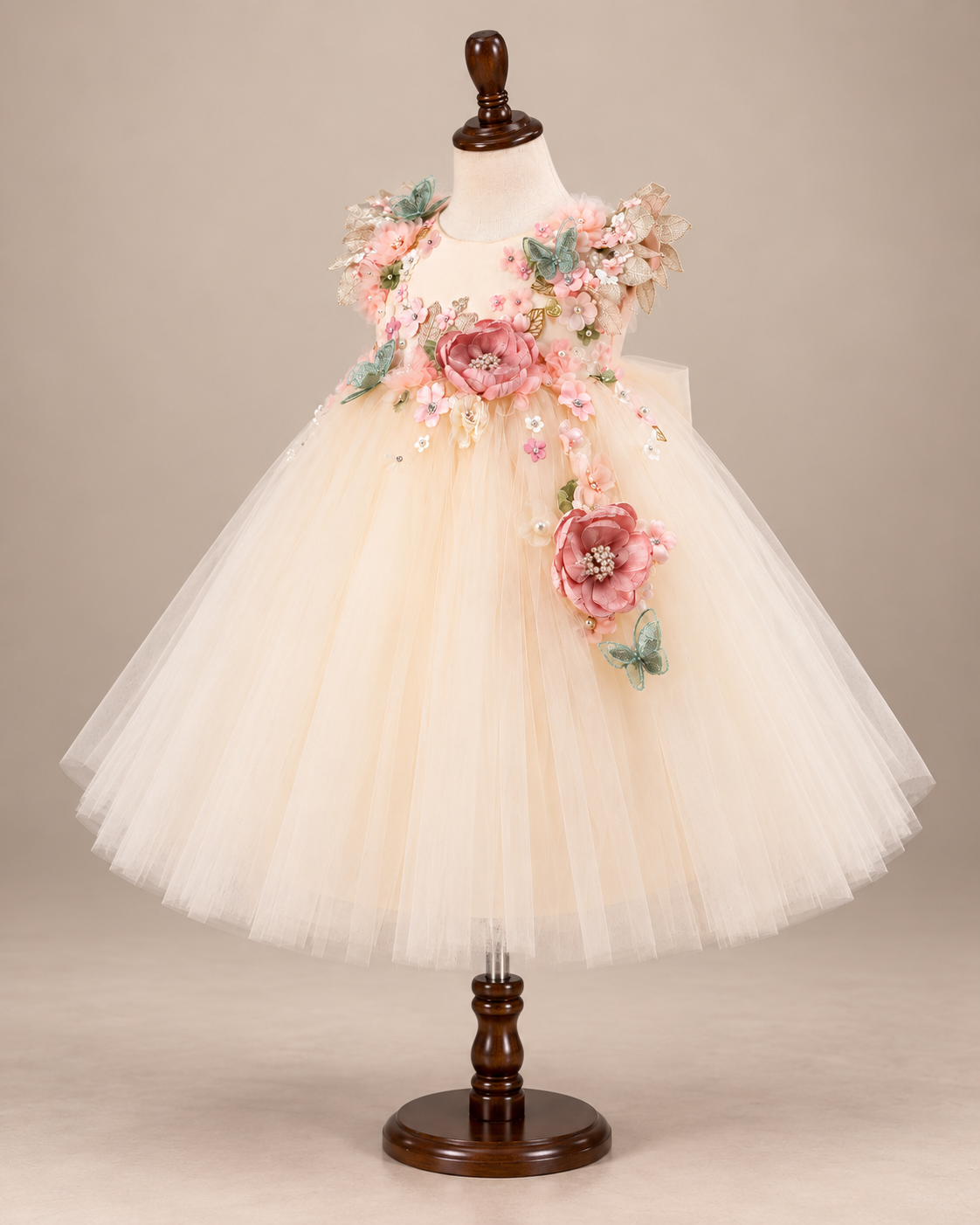 Delphine 3D Floral Tulle Gown - Butter Yellow - image 2
